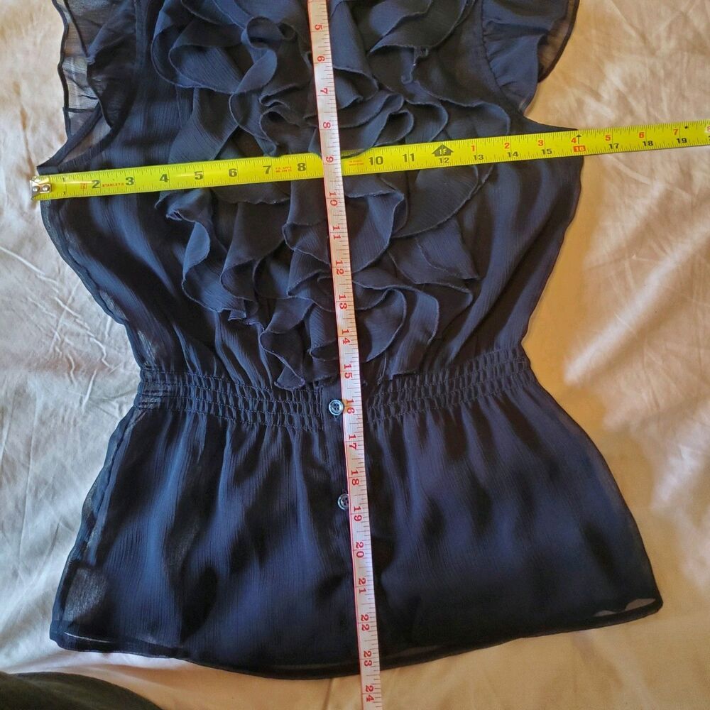 Unbranded Sheer Black Ruffle Front Top Goth Y2k Office Siren Whimsigoth Size XS - Picture 5 of 5